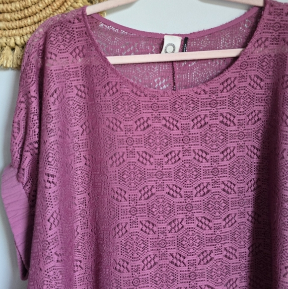 Anthropologie, Akemi + Kin Mauve Bratton Lace Oversized Boho Shirt, Size Small - Picture 2 of 8
